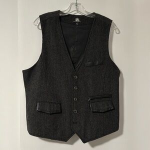 Men’s Rock & Republic Leather Trim Herringbone Vest L